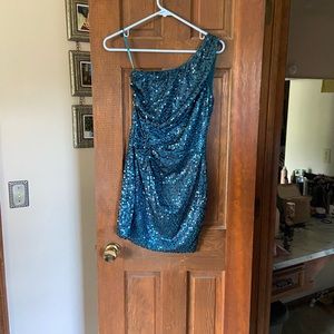 One Shouldered Sequin Dress